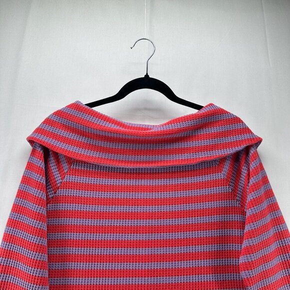 Soft Surroundings Sweater Womens PL Serene Button Collar Waffle Knit Red Purple - Picture 5 of 11